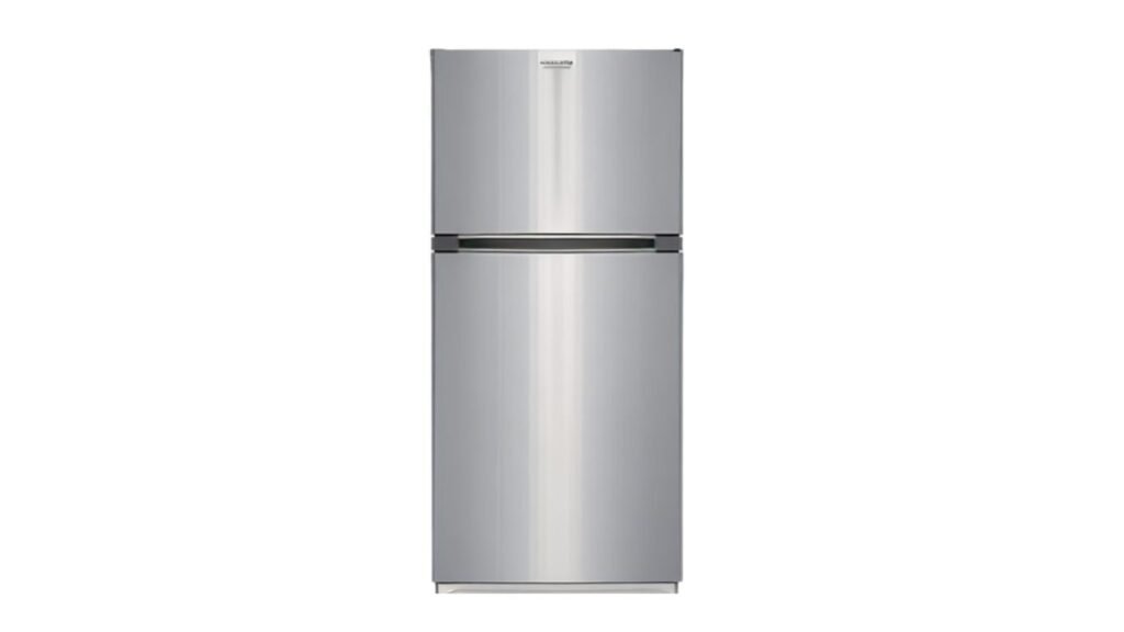 Top-freezer refrigerator model available at Home Depot.